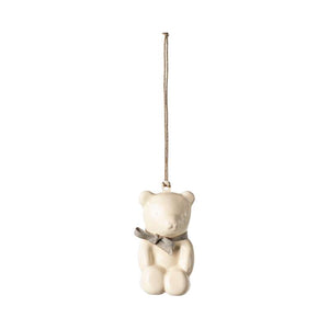 Maileg Julornament i Metall - Nalle - Råvit/Blå 