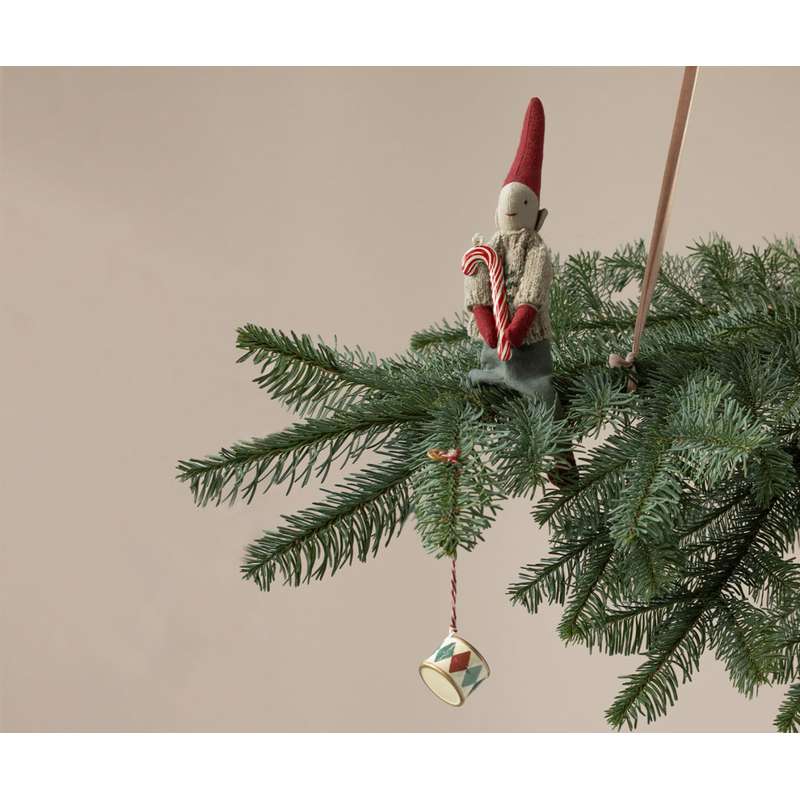 Maileg Julornament i Metall - Sockerstång - Rand 
