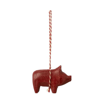 Maileg Julornament - Trä - Gris - Röd 