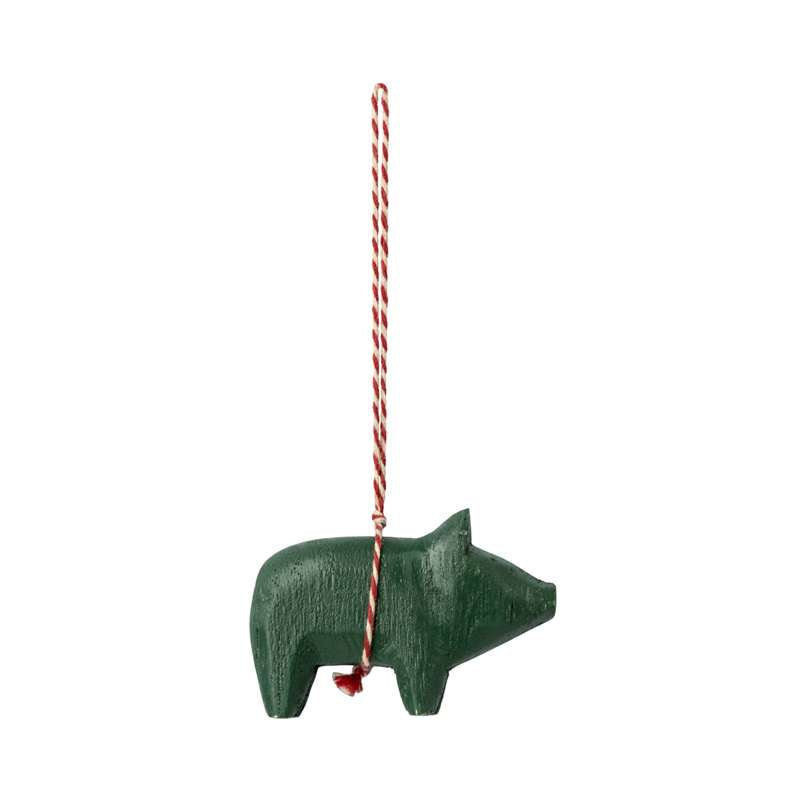Maileg Julornament - Trä - Gris - Mörk Grön 