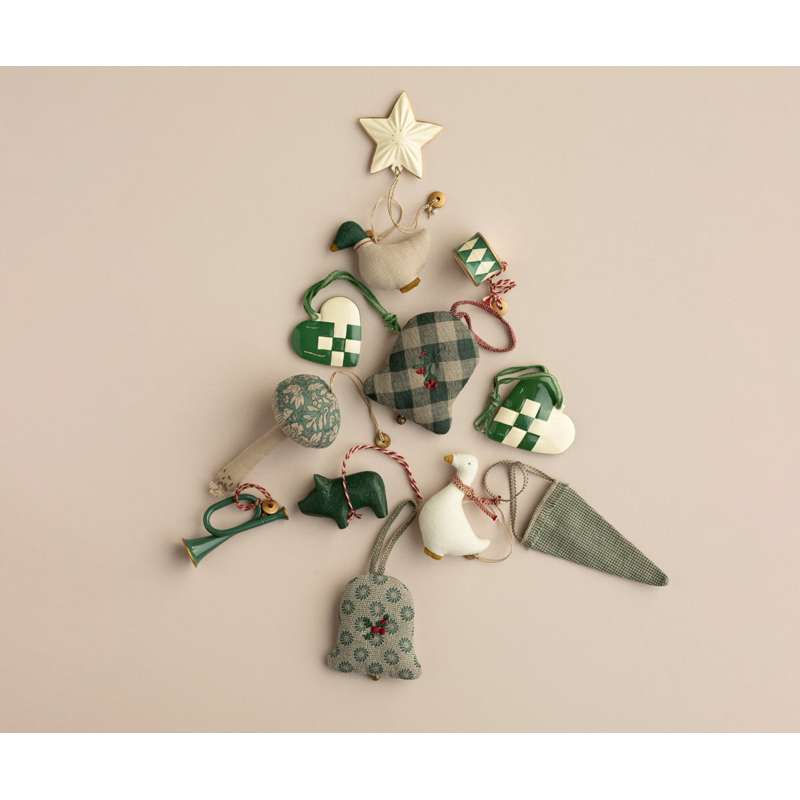 Maileg Julornament - Trä - Gris - Mörk Grön 