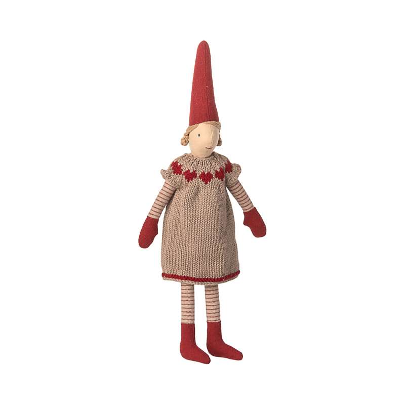 Maileg Nisse - strl. 2 - Flicka - Stickad Klänning 