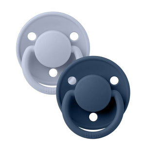 BIBS Rund De Lux Napp - 2-Pack - Onesize - Silikon - Dusty Blue/Steel Blue