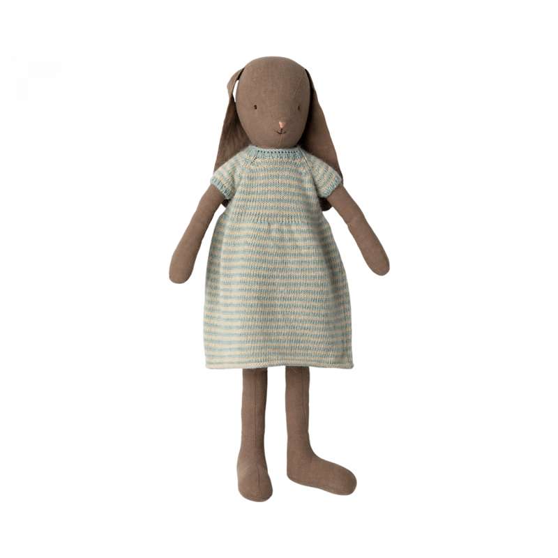 Maileg Kanin - Stl. 4 - Brun - Stickad klänning (24 cm.) 