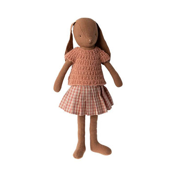 Maileg Kanin - strl. 3 - Brun - Stickad Blus och Kjol 