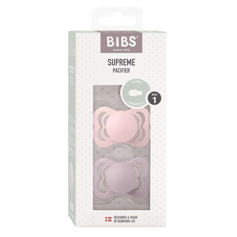 BIBS Symmetrisk Supreme Napp - 2-Pack - Str. 1 - Silikon - Blossom/Dusky Lilac