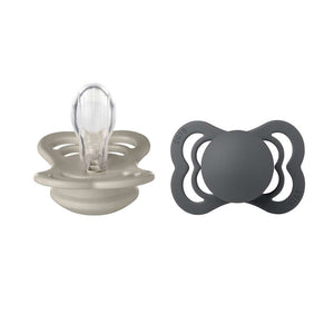 BIBS Symmetrisk Supreme Napp - 2-Pack - Strl. 1 - Silikon - Sand/Iron