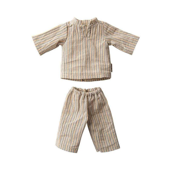 Maileg Stl. 2 Kanin Kläder - Grårandig pyjamas