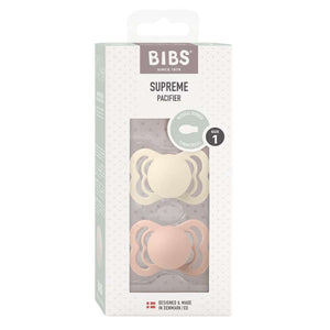 BIBS Symmetrisk Supreme Napp - 2-Pack - Str. 1 - Naturgummi - Ivory/Blush
