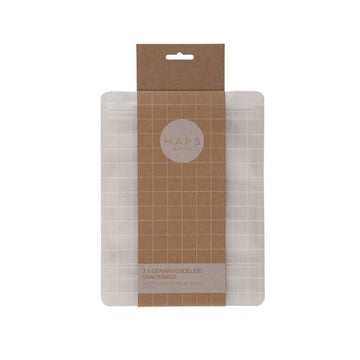 HAPS Nordic Återanvändbara Snackpåsar - 3-Pack - 1000ml - Transparent Kontroll 