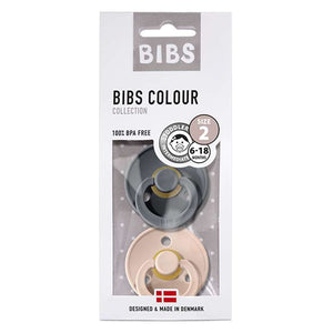 BIBS Rund Colour Napp - 2-Pack - Stl 2 - Naturgummi - Iron/Blush