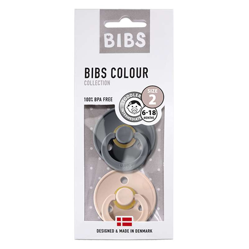 Bibs Rund Colour Napp - 2-Pack - strl. 2 - naturgummi - Järn/Blush 