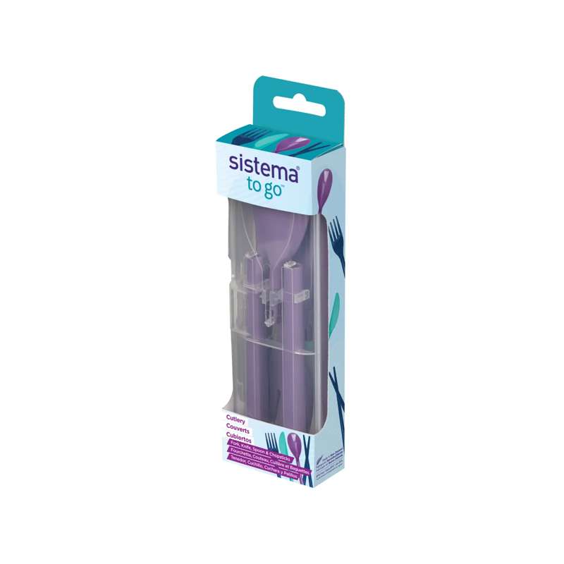 Sistema Matlåsetillbehör - To Go Bestickset m. Behållare - Misty Purple 