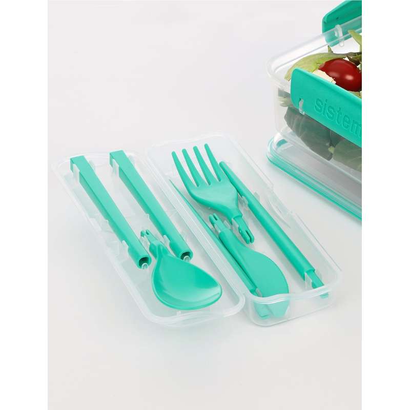 Sistema Matpaketstillbehör - To Go Bestickset m. Behållare - Minty Teal 