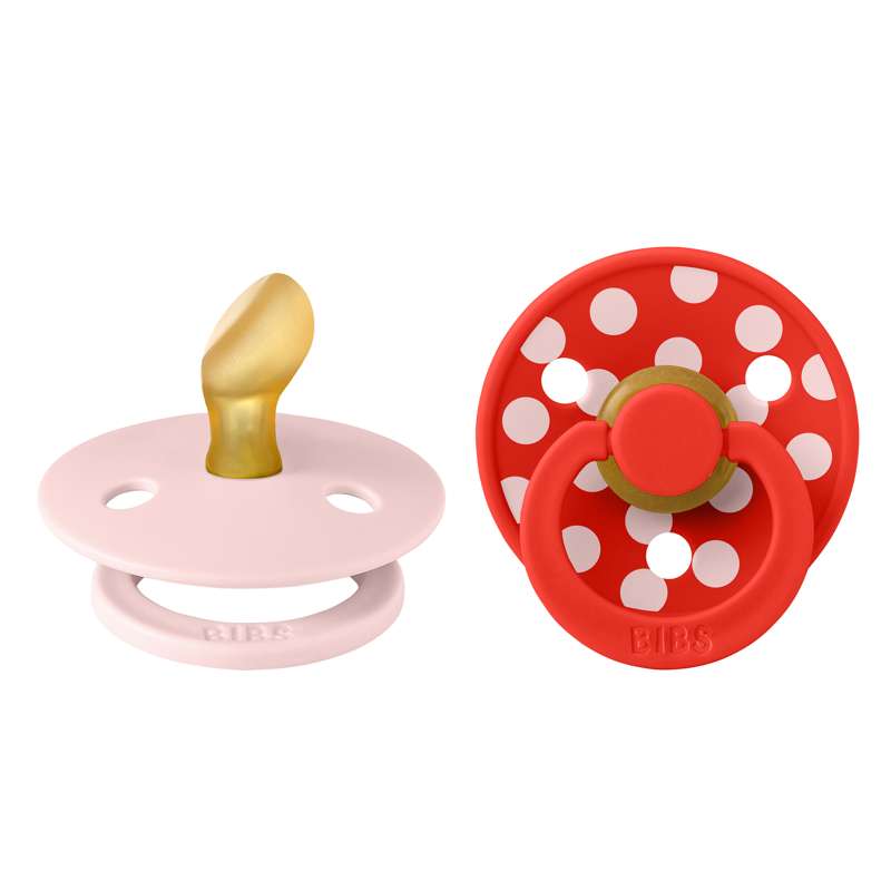 BIBS Anatomisk Colour napp - 2-Pack - strl. 1 - naturgummi - Polka Studio - Blossom/Candy Apple 