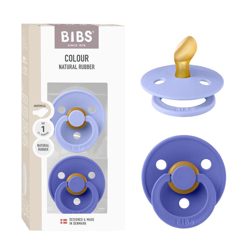 BIBS Anatomisk Colour napp - 2-pack - strl. 1 - naturgummi - Hush/Grape 