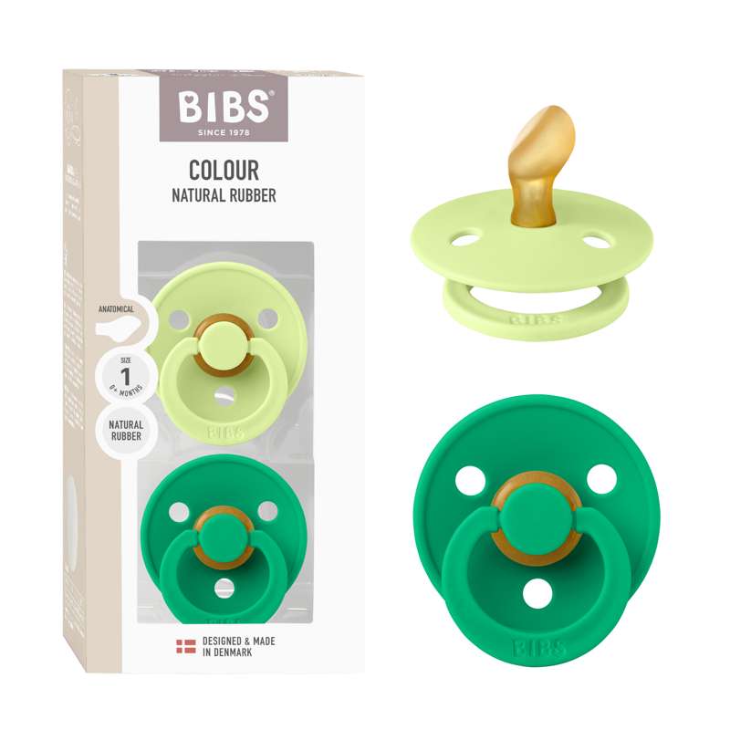 BIBS Anatomisk Colour napp - 2-Pack - strl. 1 - naturgummi - Matcha/Cactus 