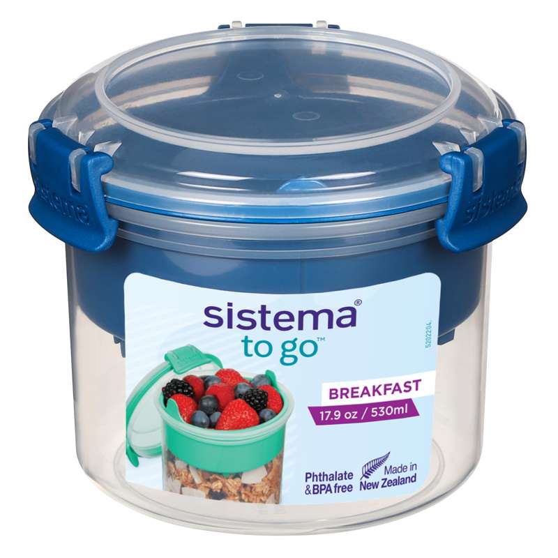 Sistema Snackbox - Frukost på språng - 530ml - Oceanblå 