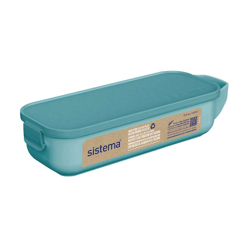 Sistema Ocean Bound Snackbox - Snacka och glida - 430ml - Teal Stone 