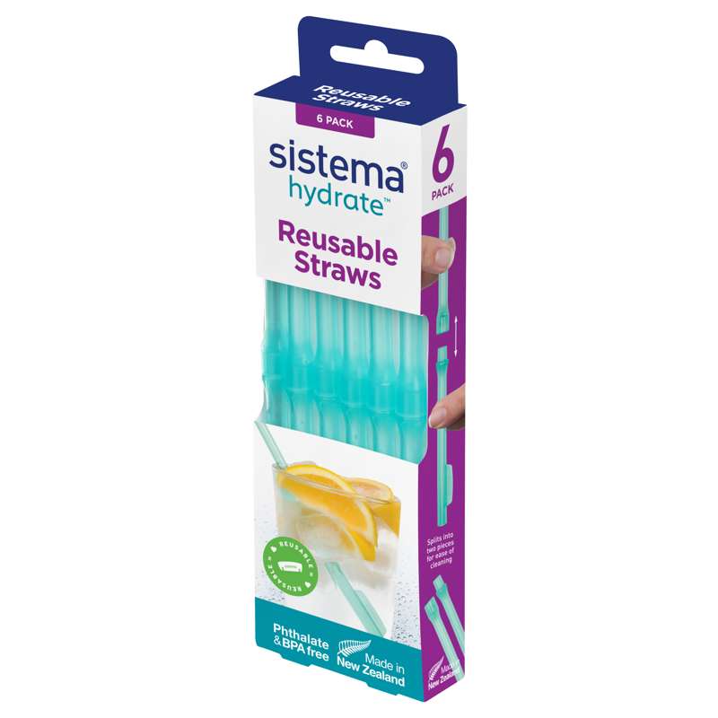 Sistema Matlåda tillbehör - Sugrör - Återanvändbara - 6-Pack - Mintgrön 