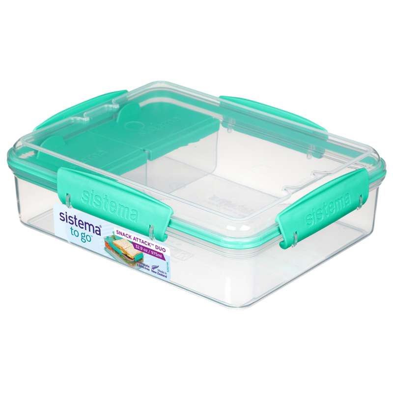Sistema Matlåda - Snack Attack Duo To Go - 975ml - Klar/Mintgrön 