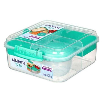 Sistema Bento Matlåda - Fackindelad med Muggar - 1,25L - Klar/Minty Teal 