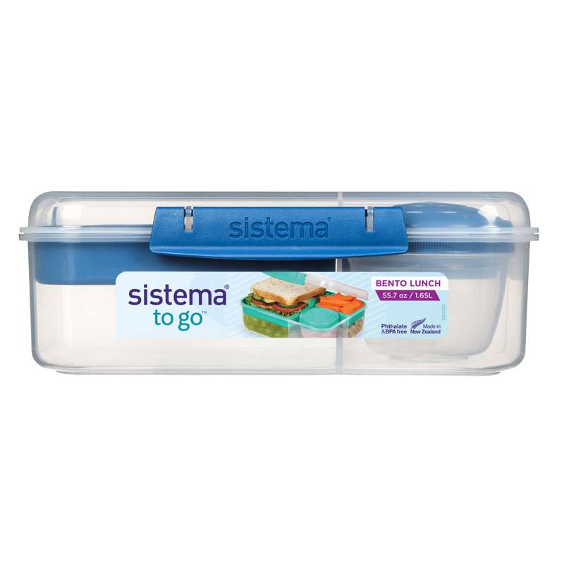 Sistema Bento Matlåda - Rumindelad med Kålar - 1,65L - Klar/Ocean Blue 