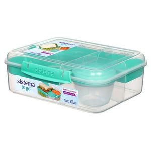 Sistema Bento Matlåda - Rumindelad med Kopp - 1,65L - Klar/Minty Teal 