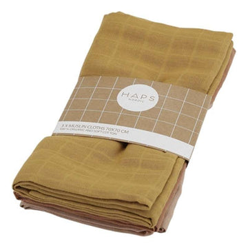 HAPS Nordic Tygblöjor - 70x70cm. - 3-Pack - Solid Varm 