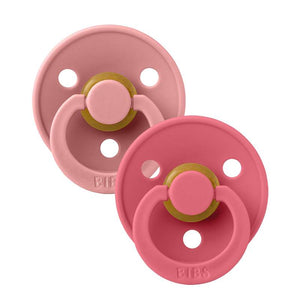 BIBS Symmetrisk Colour Sut - 2-Pak - Str. 1 - Naturgummi - Dusty Pink/Coral