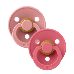 BIBS Symmetrisk Colour Sut - 2-Pack - strl. 2 - naturgummi - Dammig Rosa/Korall 