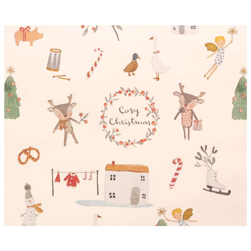 Maileg Presentpapper - Cosy Christmas - Offwhite - 10 meter 