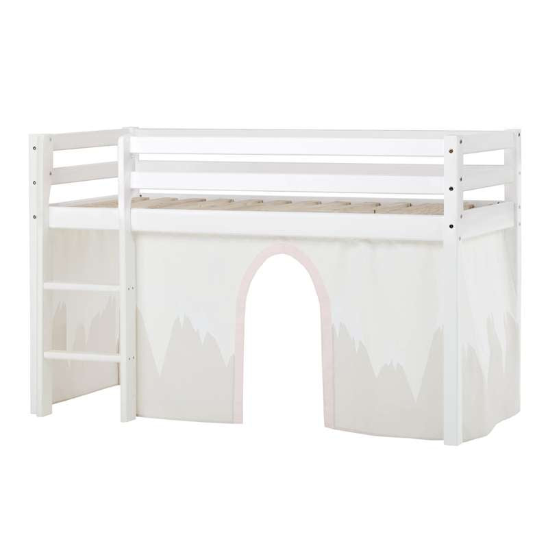 Hoppekids ECO Dream - Halvhög loftsäng m. WINTER WONDERLAND Gardin - 70x160 cm. - Inte delbar 