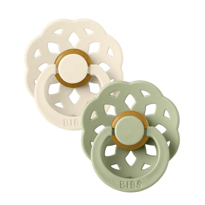 Bibs Boheme Napp - 2-Pack - strl. 2 - naturgummi - Elfenben/Salvia 