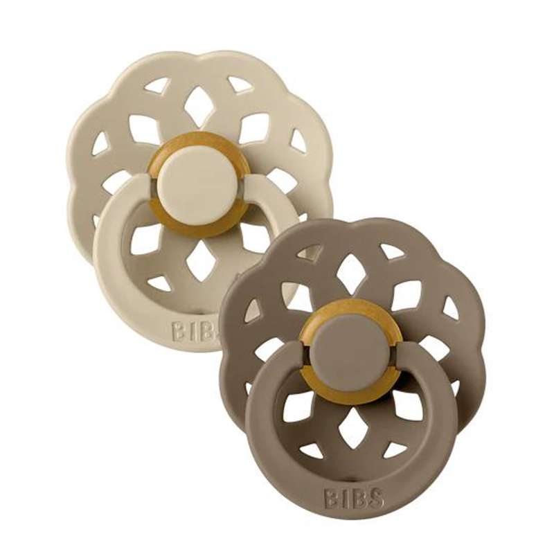 Bibs Boheme Napp - 2-Pack - strl. 2 - naturgummi - Vanilj/Mörk Ek 