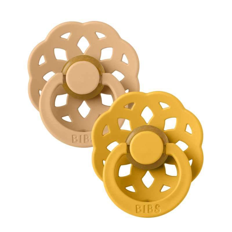 Bibs Boheme Napp - 2-Pack - strl. 2 - naturgummi - Öken Sand/Honungsbi 