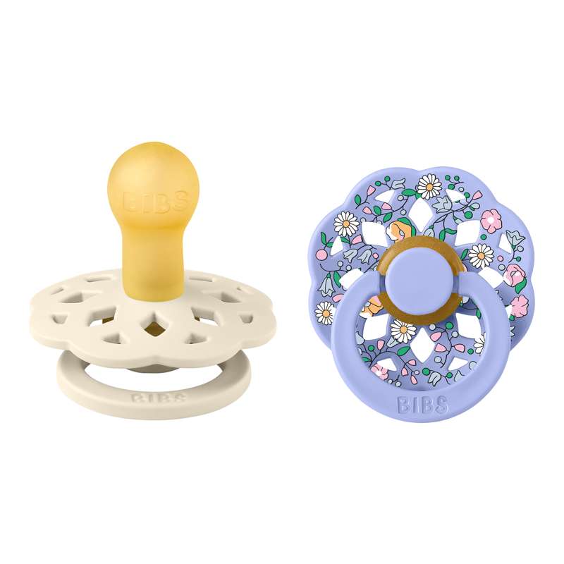 BIBS Rund bohem napp - 2-pack - strl. 1 - naturgummi - Liberty - Chloe Meadow/Ivory Mix 