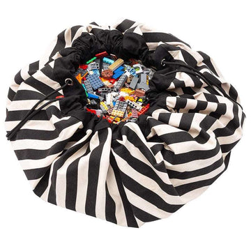 Play & Go 2-i-1 Förvaringsmatta/Leksaksmatta - Stripes Black 