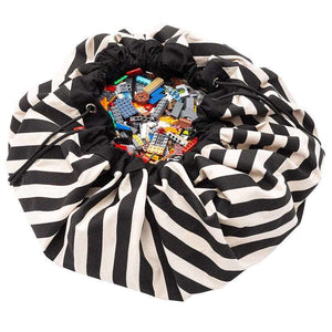 Play & Go 2-i-1 Förvaringsmatta/Leksaksmatta - Stripes Black 