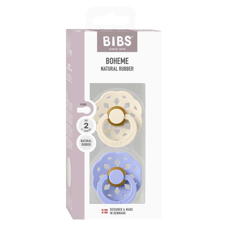 BIBS Rund bohem napp - 2-pack - strl. 2 - naturgummi - Ivory/Hush 