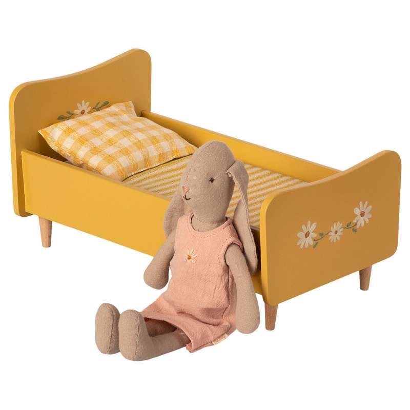 Maileg Trä säng - Gul (26 cm.) 