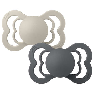 BIBS Symmetrisk Supreme Napp - 2-Pack - Strl. 2 - Silikon - Sand/Iron