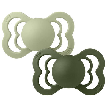 Bibs Supreme Napp - 2-Pack - strl. 2 - naturgummi - Salvia/Jaktgrön 