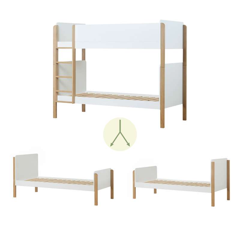 Hoppekids BLEND - 2-i-1 Våningsäng m. ECO Dream Madrass - 90x200 cm - Egeträ 