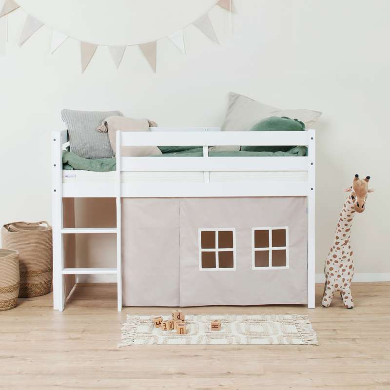 Hoppekids Gardin till Halvhög loftsäng och Våningsäng - Flera Storlekar - Silver Cloud 