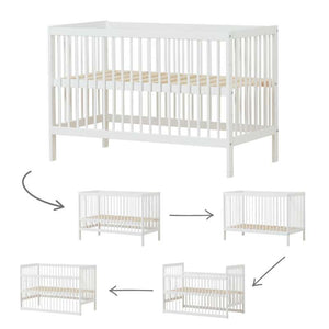Hoppekids IDA-MARIE - Babysäng m. Justerbar Höjd och Sidopanel - Vit