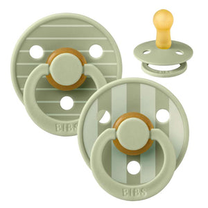 BIBS Rund Colour Napp - 2-Pack - Str. 2 - Naturgummi - Pin Studio - Sage/Sage