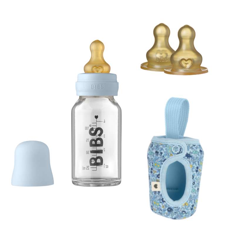 BIBS Flaskpaket - No3 - Liten - Babyblå/Kamomilläng 