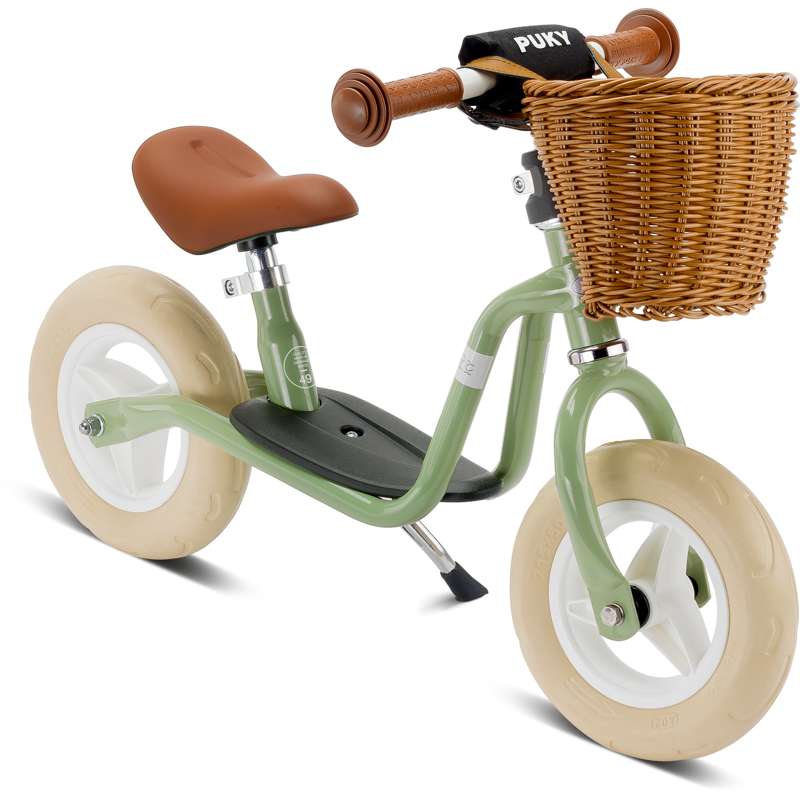 PUKY LR M CLASSIC - Tvåhjulig Löpcykel m. Korg - Retro Grön 