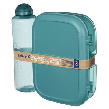 Sistema Ocean Bound Matlåda och Dricksflaska - Ribbon Lunch To Go - 1.1L - Teal Stone 